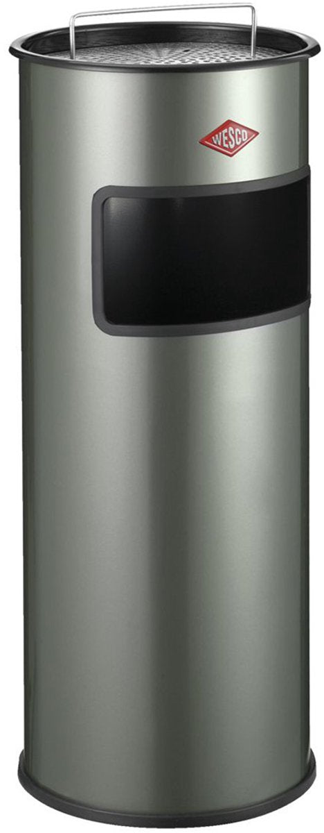 Cendrier sur pied Wesco avec tamis sans insert | 30 litres | métal - maillechort | poubelle avec cendrier sur pied - fabriquée en Allemagne