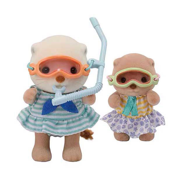 Sylvanian familles 5804 ensemble de tuba éclaboussant les sœurs de la loutre de mer