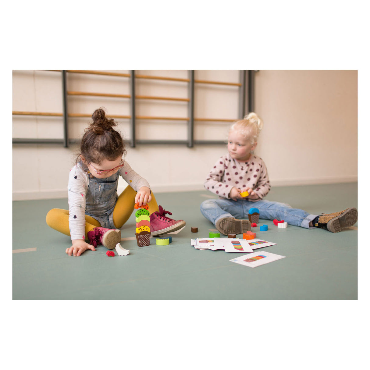 Bs toys créations glacées en bois - jeu d'équilibre et d'empilage