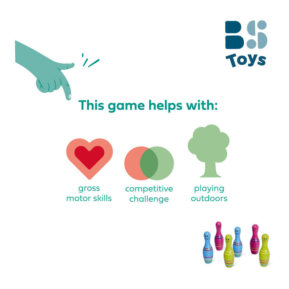 BS toys jeu de quilles en bois skittels junior, 7 pièces.