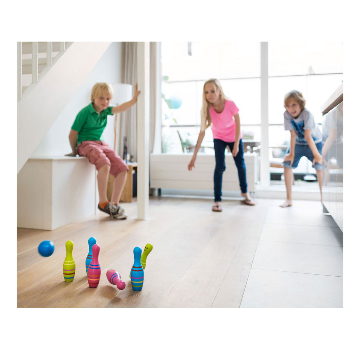 BS toys jeu de quilles en bois skittels junior, 7 pièces.