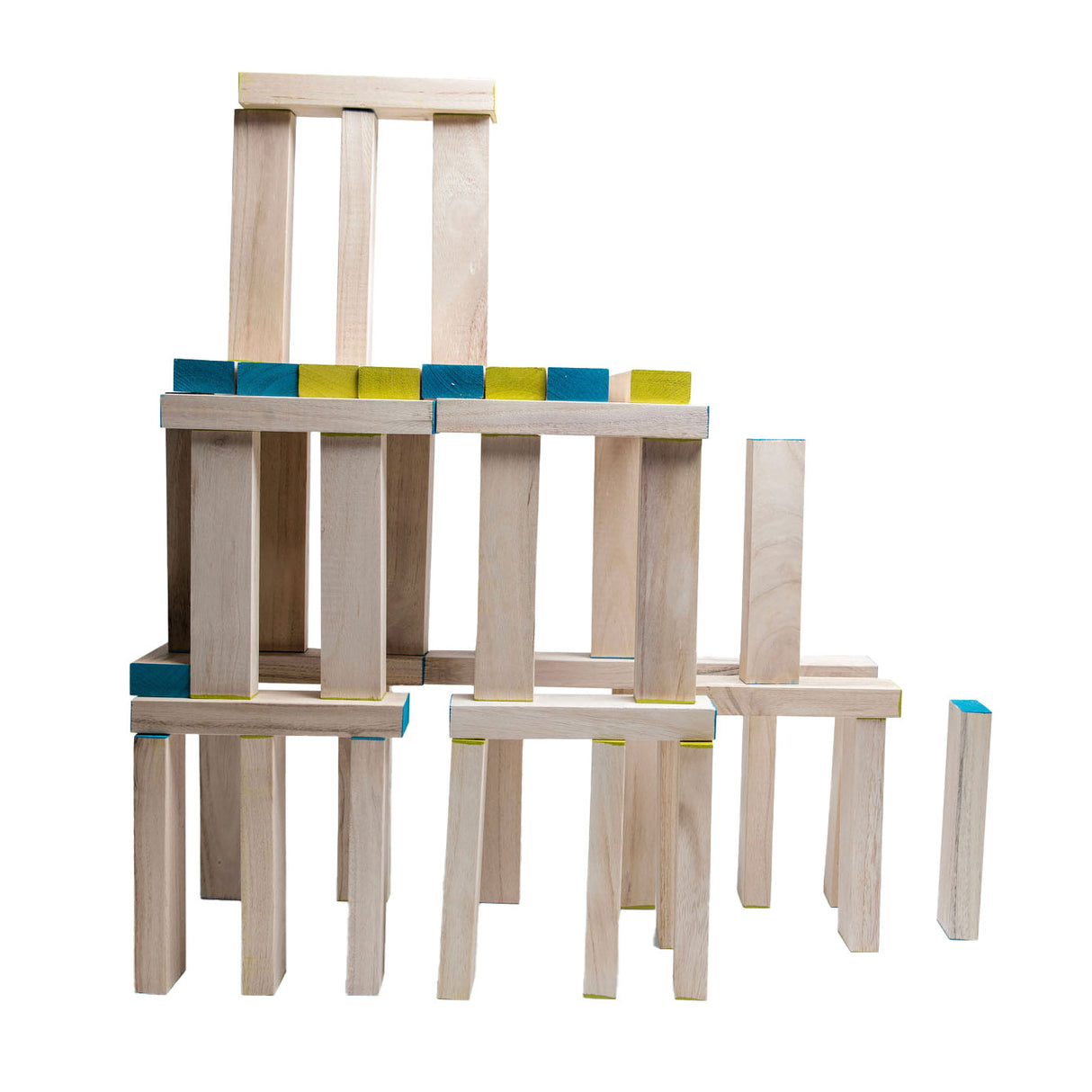 Bs jouets méga jeu de tour bancale en bois, 61 pcs.