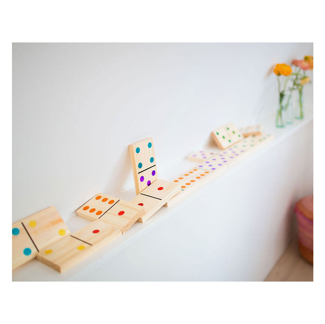 Bs Toys méga jeu de dominos en bois, 28 pièces.