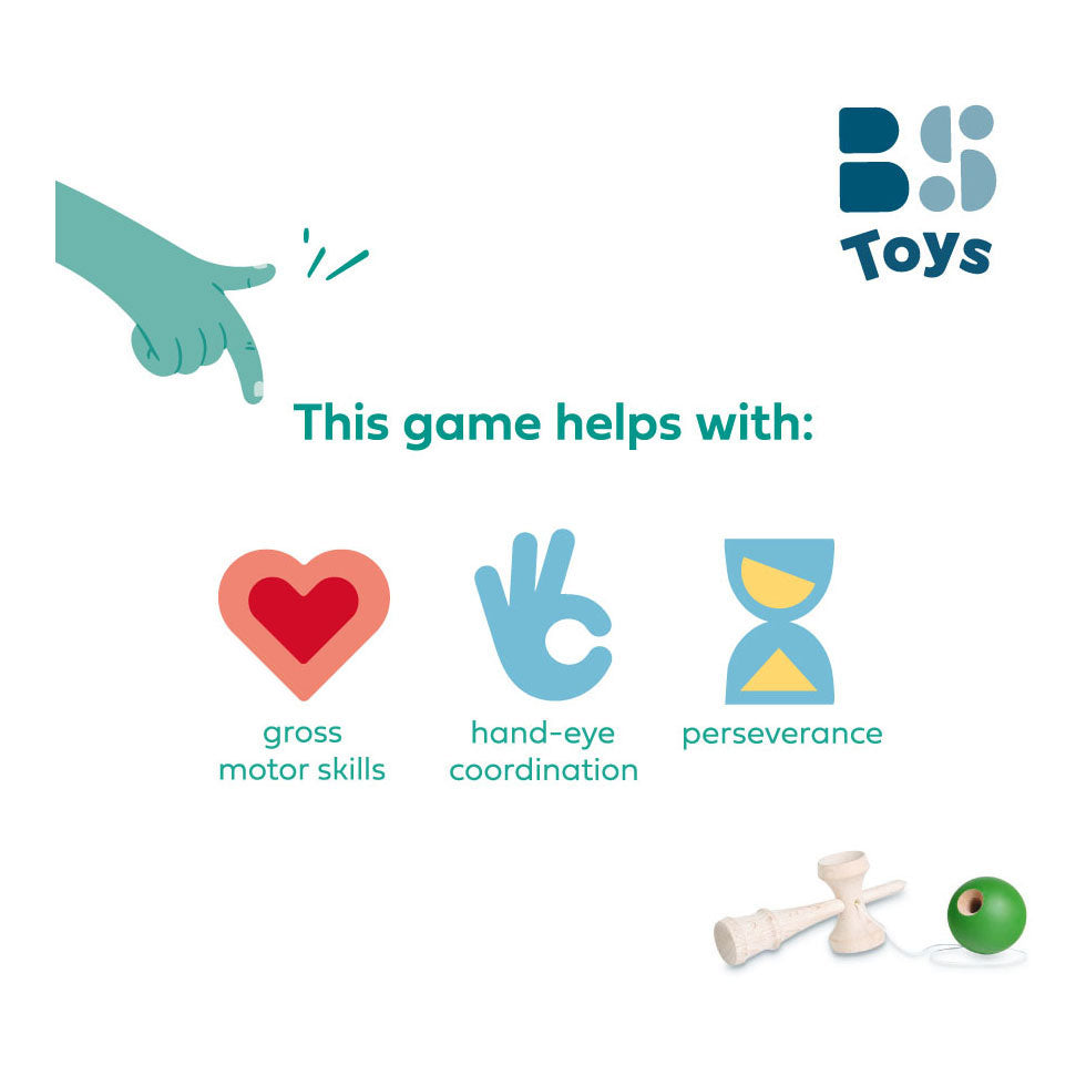 Bs Toys Jeu Kendama - Jeu de capture - Jeu d'adresse japonais à partir de 8 ans - Catch Ball - Jouets pour enfants - Jeu en bois - Entraînement à la coordination - Jeu Kendama - Jouets en bois