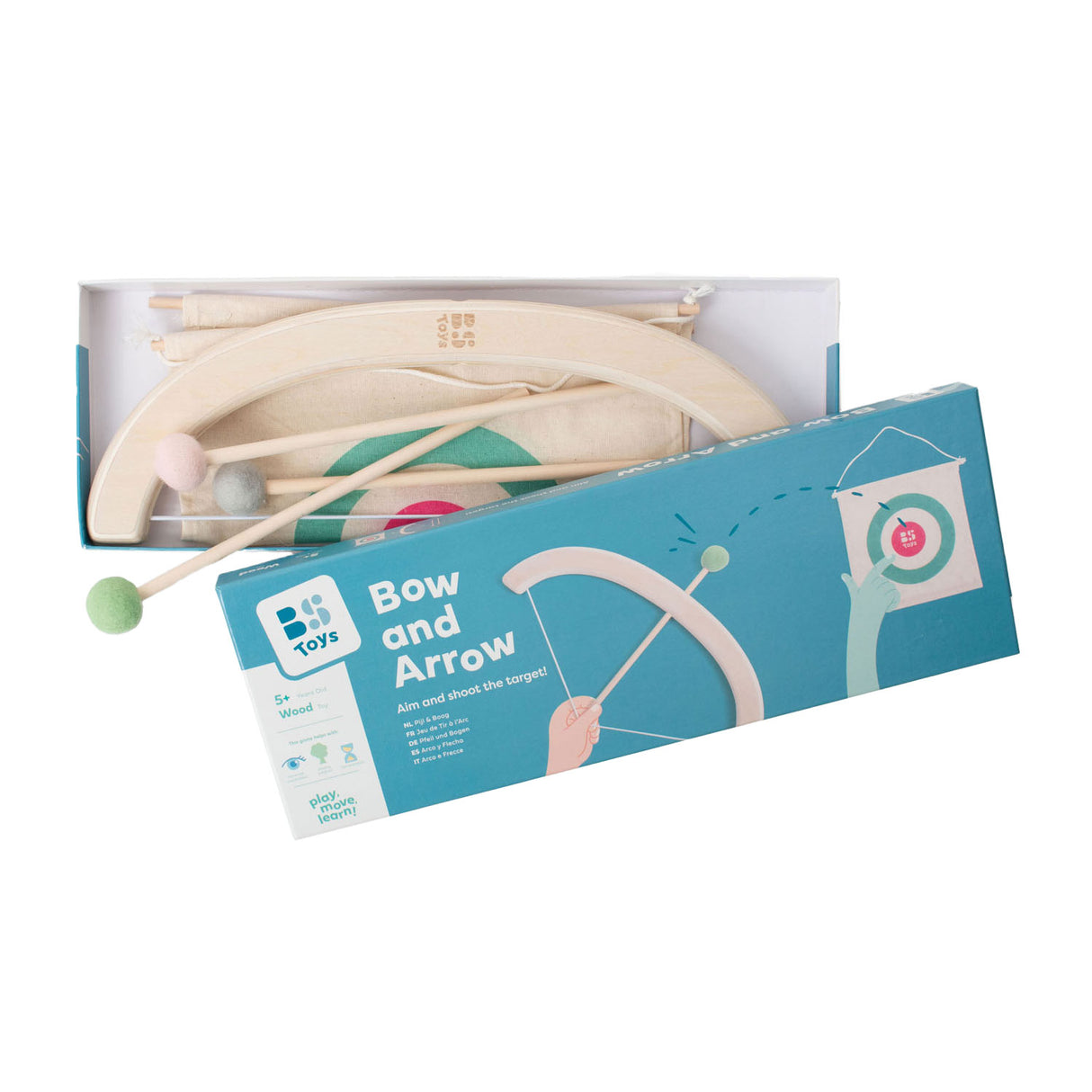 Ensemble d'arcs et de flèches BS Toys avec cible, 4 pièces.