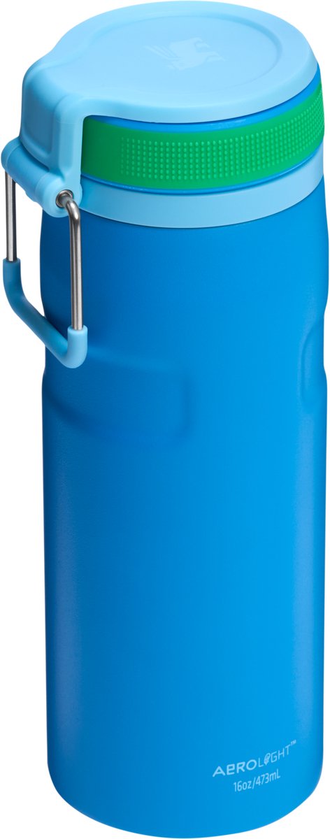 Bouteille d'eau Stanley twist flip 2.0 avec bouchon tournant avec ressort 0,47 l - 10 heures froides - 2 jours froides avec de la glace - gourde en acier inoxydable - sans BPA - étanche - passe au lave-vaisselle - noir