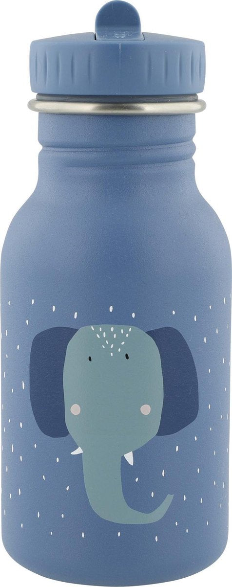 Gourde Trixie - Mme. éléphant - bouteille d'eau en acier inoxydable pour enfants - 350 ml - bouteille étanche - bleu