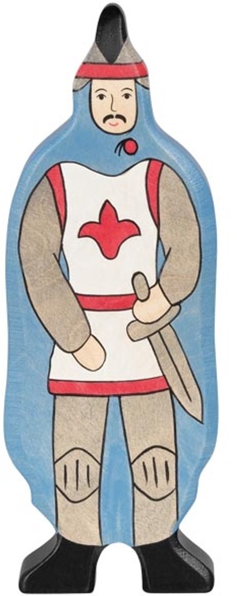 Holztiger Contes de fées et chevaliers - manteau bleu chevalier - 7x2x17cm - figurine en bois - fait main
