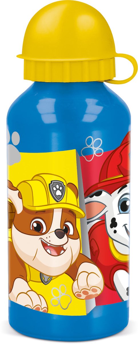 Gourde en aluminium Stor Paw Patrol - 400 ml - légère - bouchon à vis étanche - gourde pour enfants - bleu clair jaune