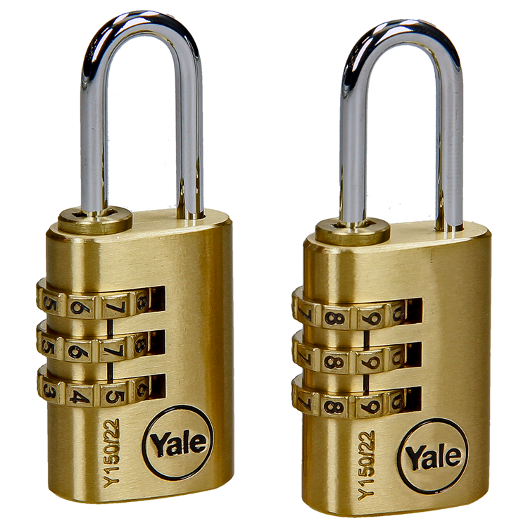 Yale 1060493 - 2 code hangsloten 22mm messing | 3 stuks