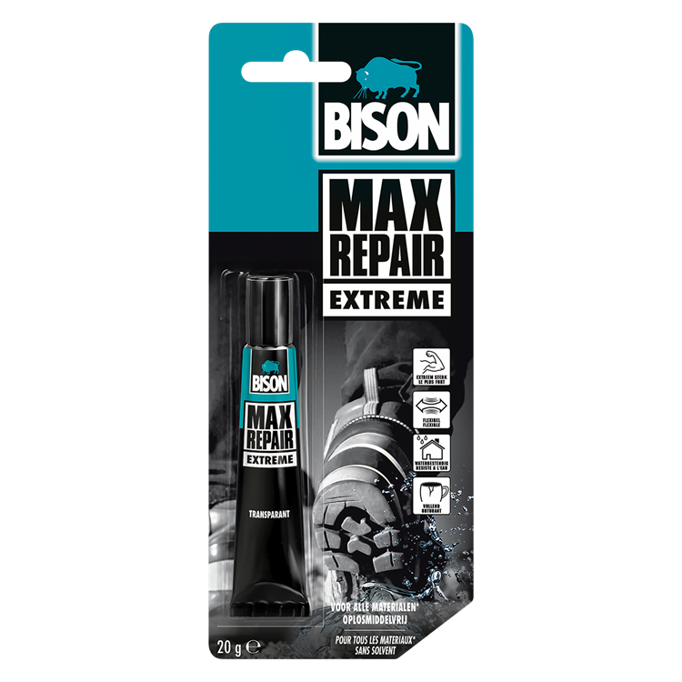 Bison max repair power 20 gram- extra krachtige en flexibele reparatielijm, transparant, ideaal voor schoenen, rubber, leer, 1001 reparaties, 20 gram tube