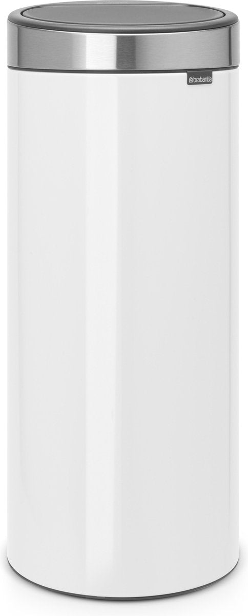 Poubelle Brabantia Touch Bin - 30 litres - couvercle anti-empreintes digitales en acier blanc mat