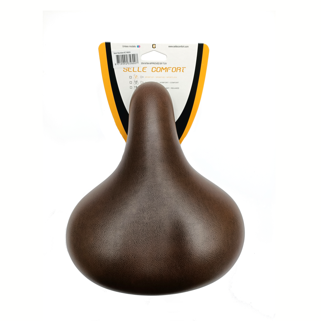 Selle Comfort Saddle Classic Retro Basic, brune avec suspension élastomère. Non sans aucun