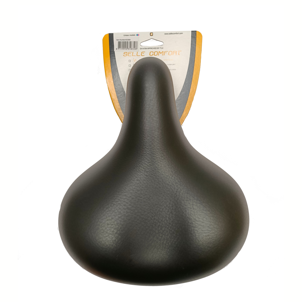 Selle Comfort Saddle Classic Retro Basic, noir avec suspension élastomère. Non sans aucun