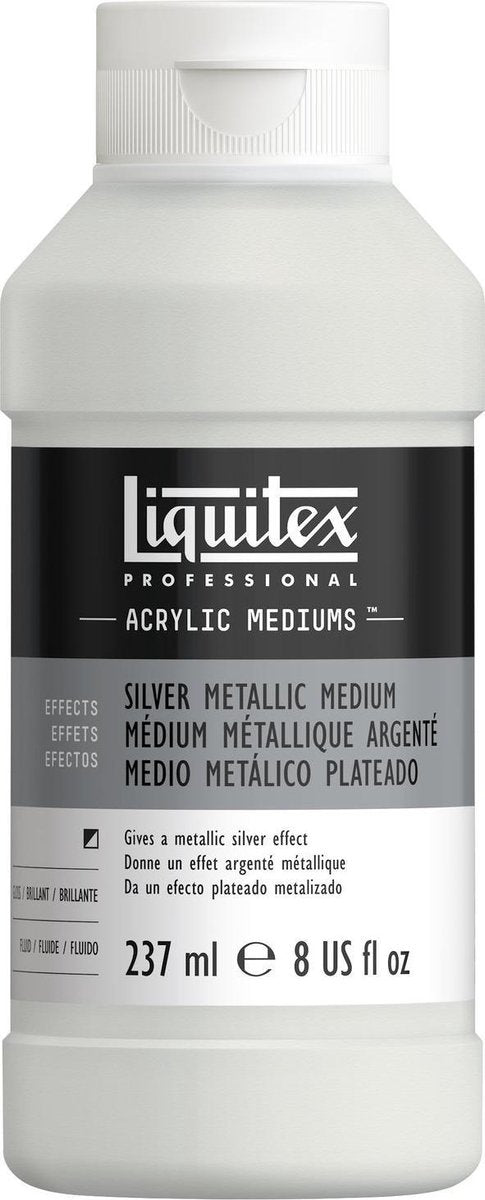 Liquitex métallisé 8508 argent médium 237 ml – médium acrylique à effet argenté, résistant à la lumière miscible – additif acrylique