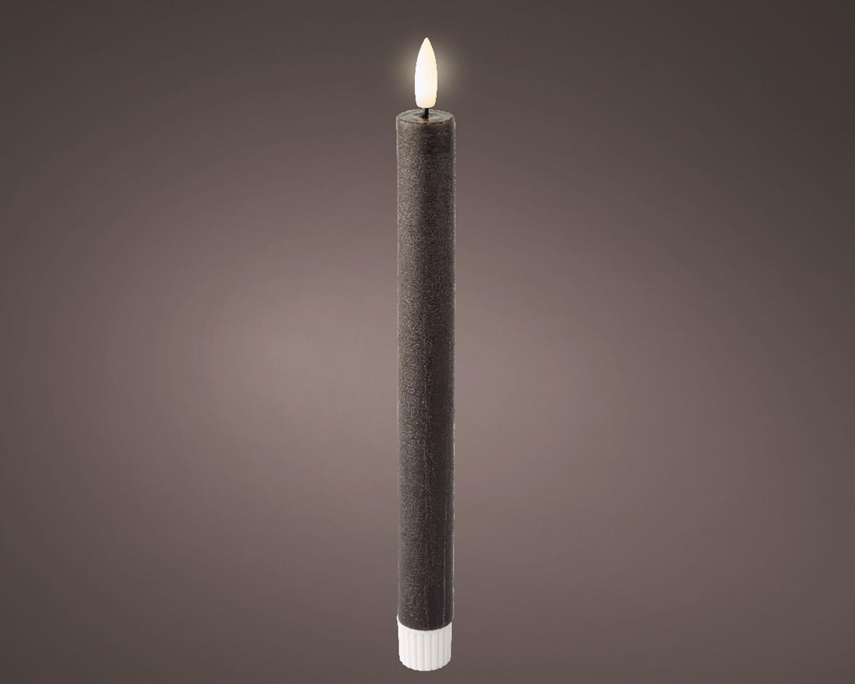 Lumineo LED bougie de dîner cire anthracite 2 pièces