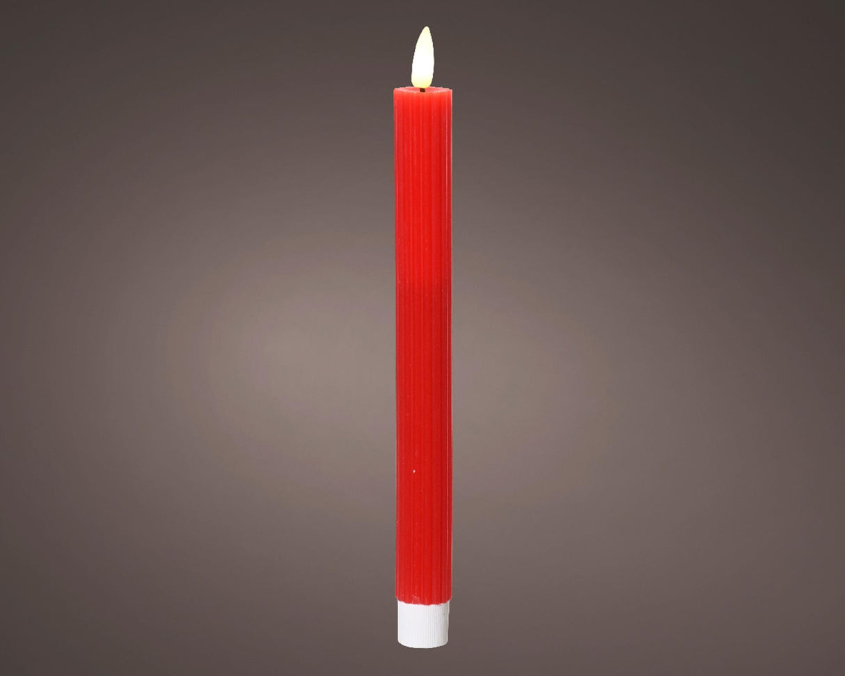 Lumineo bougie de table LED nervurée 24cm rouge 2 pcs.
