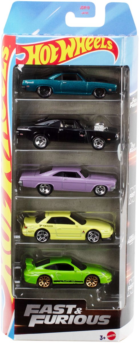 Hot Wheels Fast Furious, ensemble de 5 voitures de course en métal, inspirées et vues dans les films, échelle 1:64