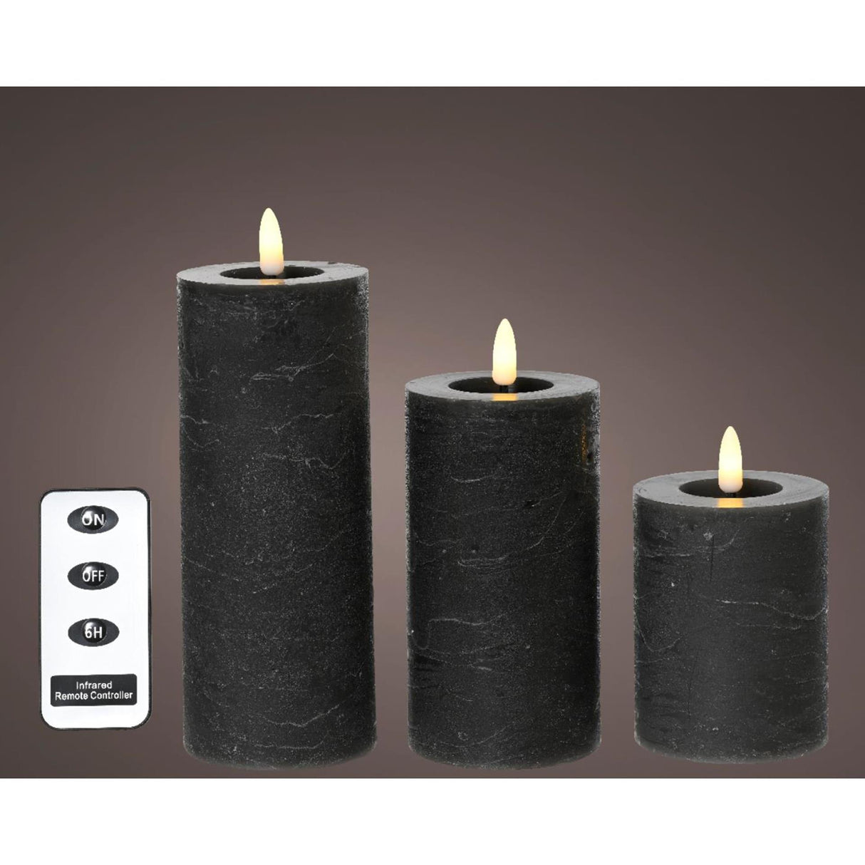 Lumineo LED set de bougies cire 3 pièces gris