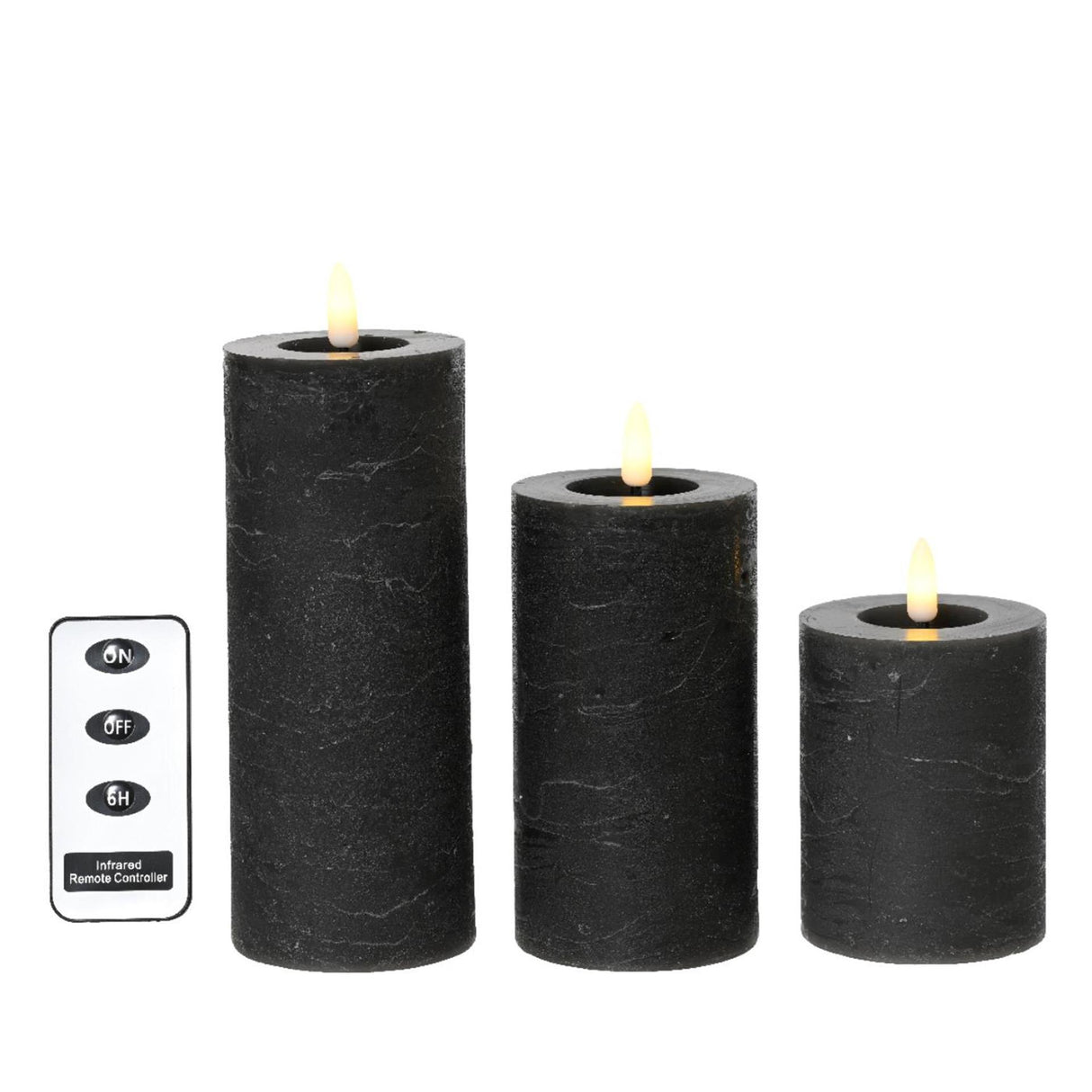 Lumineo LED set de bougies cire 3 pièces gris