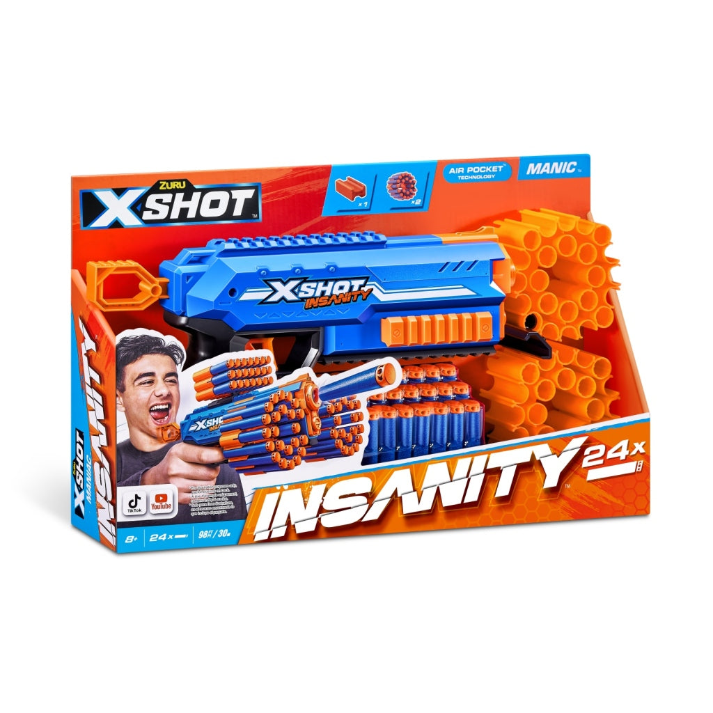 Blaster maniaque Zuru X-shot Insanity + 24 fléchettes