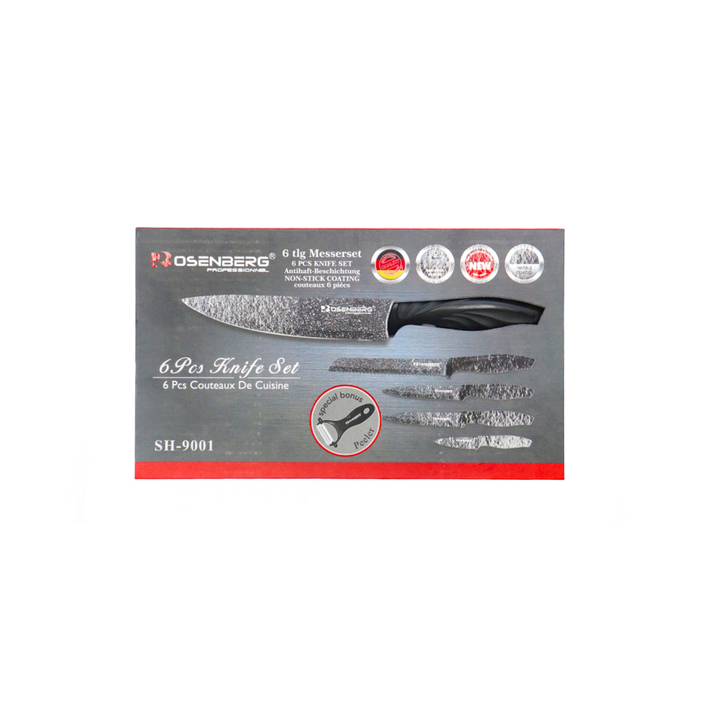 Set de couteaux Basic Rosenberg 6 pièces noir blanc