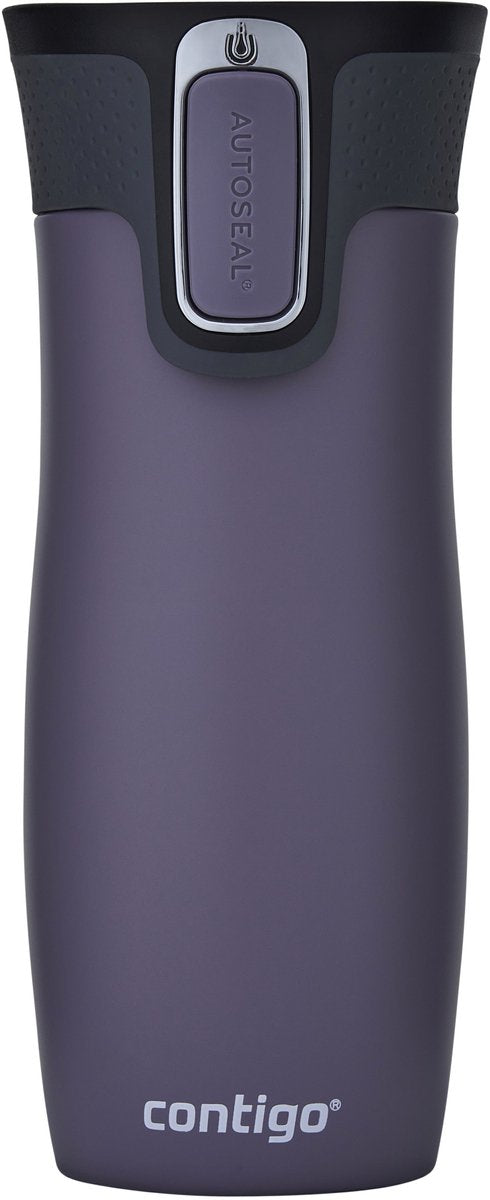Tasse thermos Contigo West Loop à fermeture automatique, tasse isotherme en acier inoxydable de 470 ml - prune - tasse à café à emporter, tasse étanche à emporter avec couvercle facile à nettoyer, garde au chaud jusqu'à 5 heures