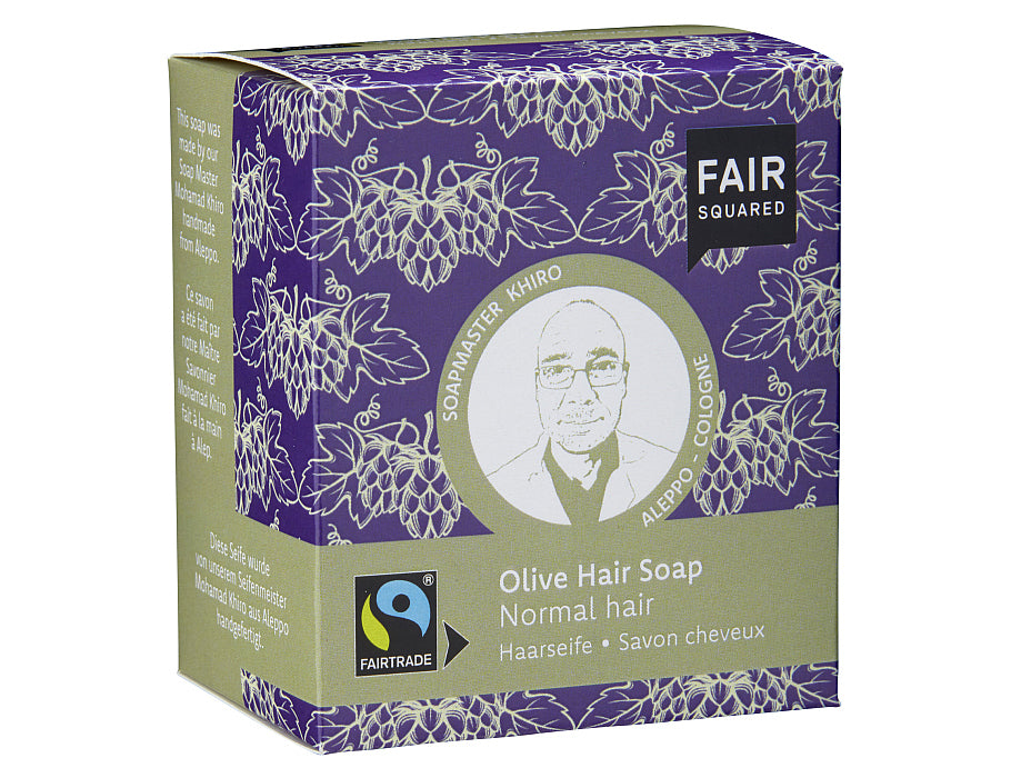 Bloc de shampoing carré équitable - cheveux normaux - olive - 2 pièces de 80 grammes.