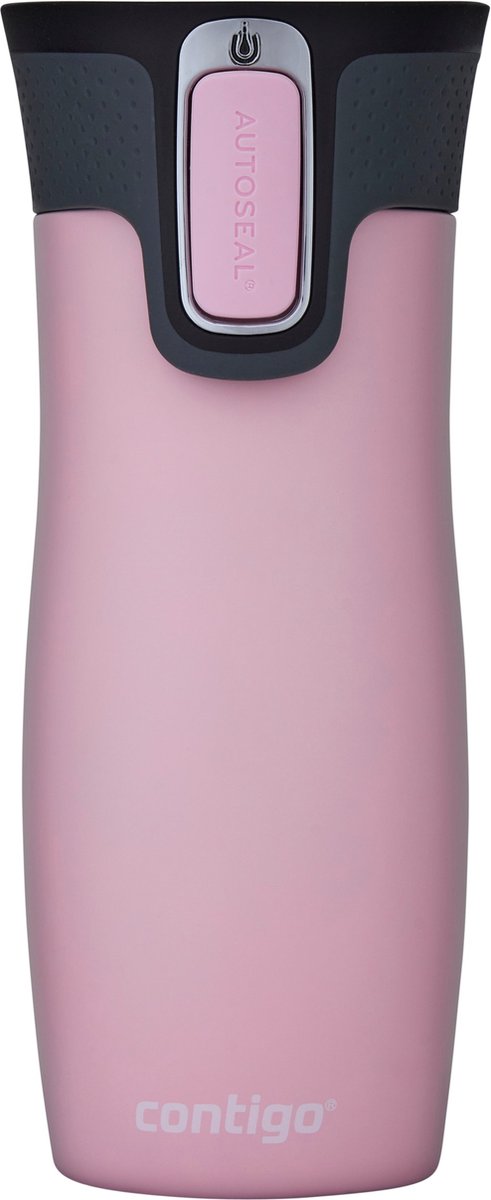 Tasse thermos Contigo West Loop à fermeture automatique, tasse isotherme en acier inoxydable, tasse à café à emporter, sans BPA, étanche, avec couvercle facile à nettoyer, garde au chaud jusqu'à 5 heures, 470 ml | rose millénaire