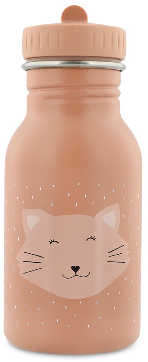 Gourde Trixie - Mme. chat - bouteille d'eau en acier inoxydable pour enfant - 350 ml - bouteille anti-fuite - rose - chat