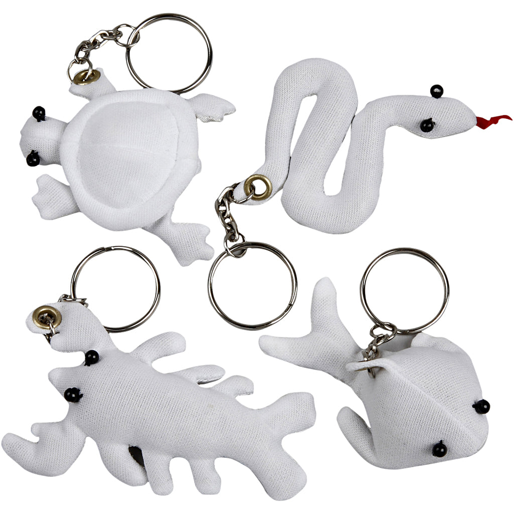 Société créative https : www.ccobby.nl-textile-figures-with-keychain-size-4-8-cm-white-4-piece-1-box