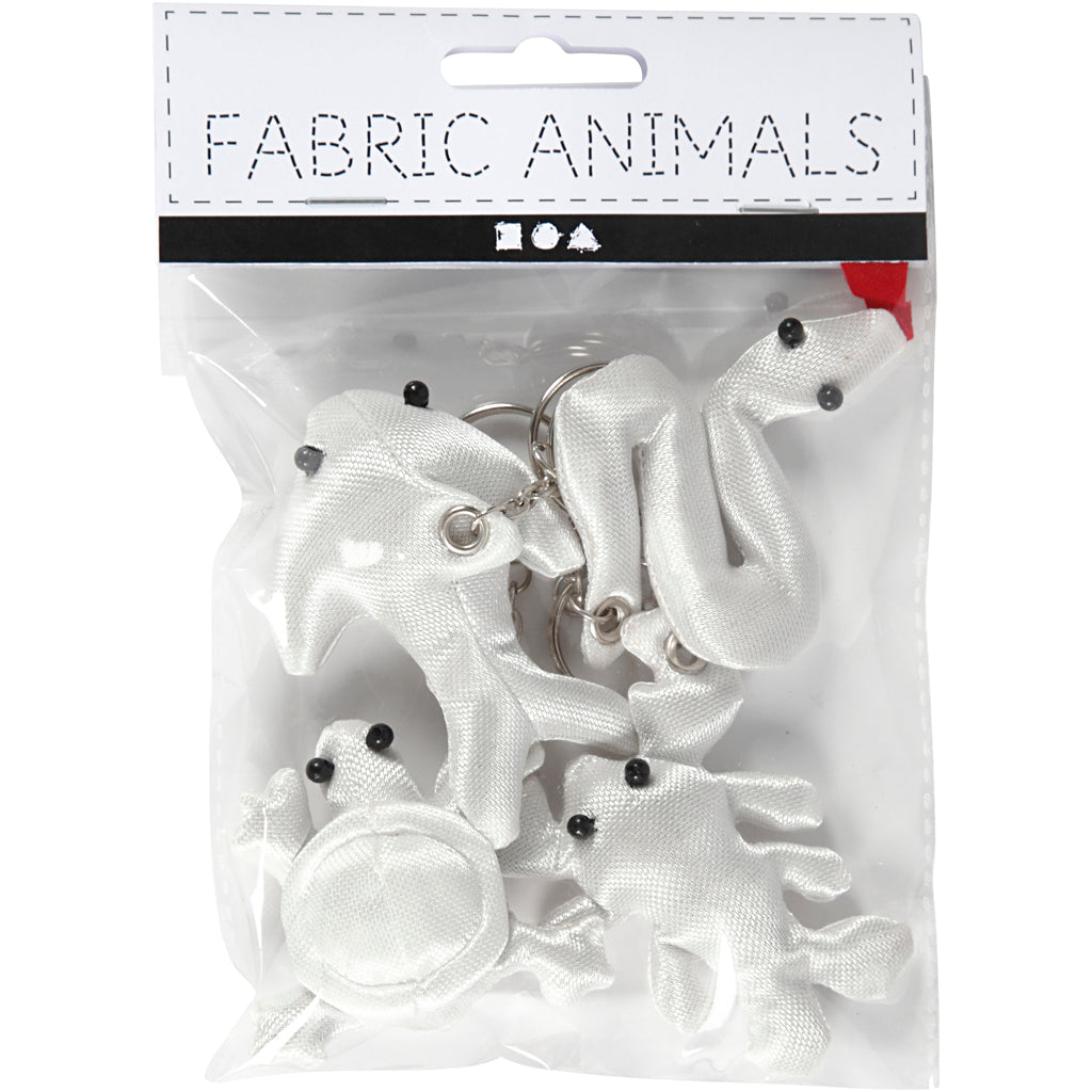 Société créative https : www.ccobby.nl-textile-figures-with-keychain-size-4-8-cm-white-4-piece-1-box