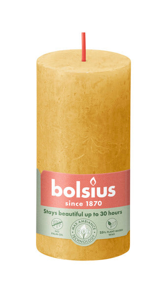 Bougie pilier rustique Bolsius jaune miel ø50x100 mm 30 heures (8 pièces)