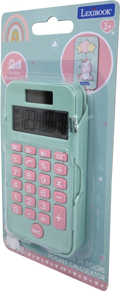 Calculatrice de poche Lexibook licorne 8 chiffres avec housse de protection