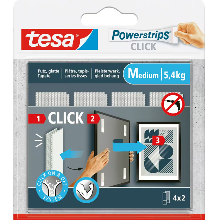 Tesa 1074193 - powerstrips click 4x2 m | 10 stuks