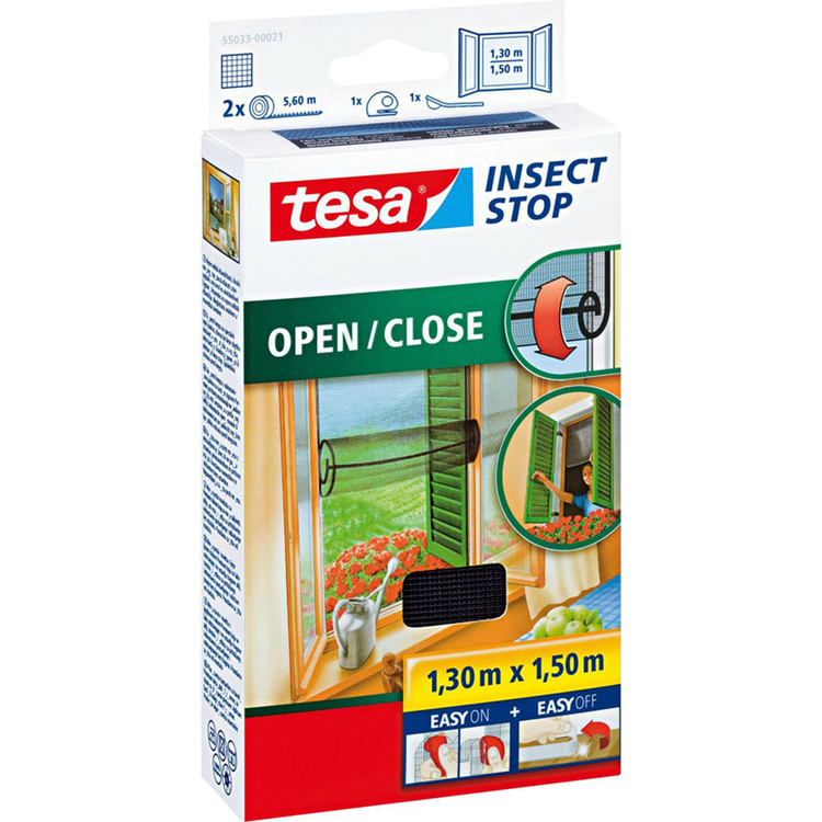 Tesa 1050480 - Rideau anti-mouches premium anti-insectes ouvert et fermé 1,3 mx 1,5 m | 1 pièce