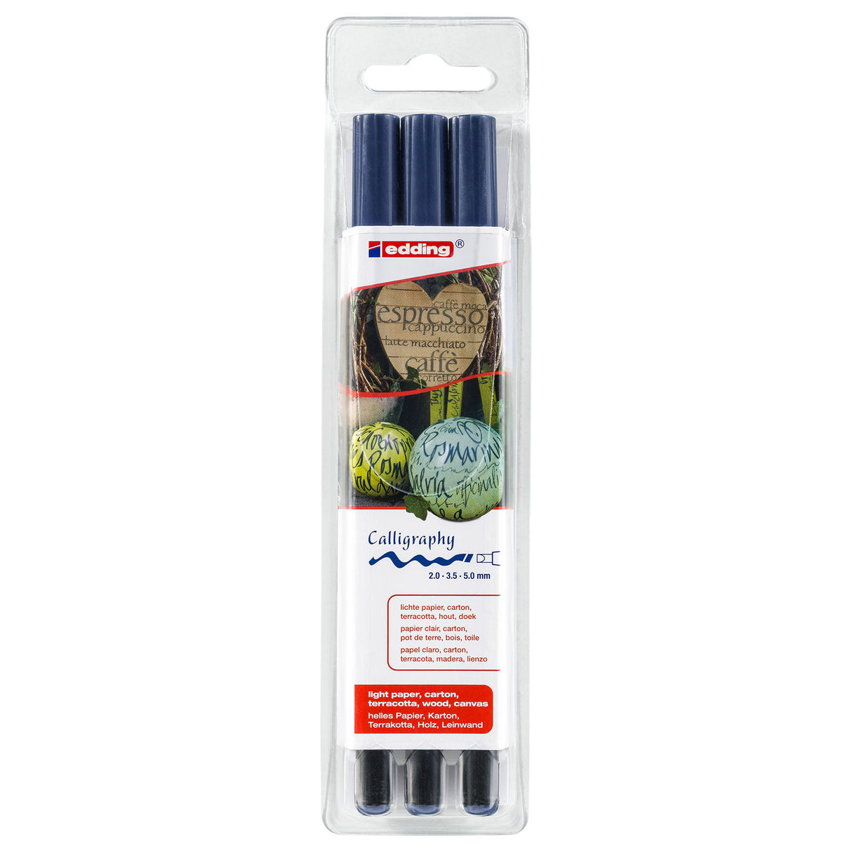 Edding 1255 • stylo de calligraphie assorti 3pcs bleu acier