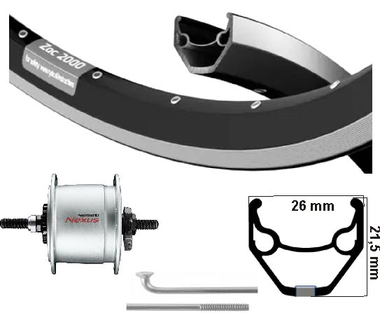 Roue avant Kgs 28 pouces (622) zac421 zw zilv hubdyn+r.brake 6v3w fixe