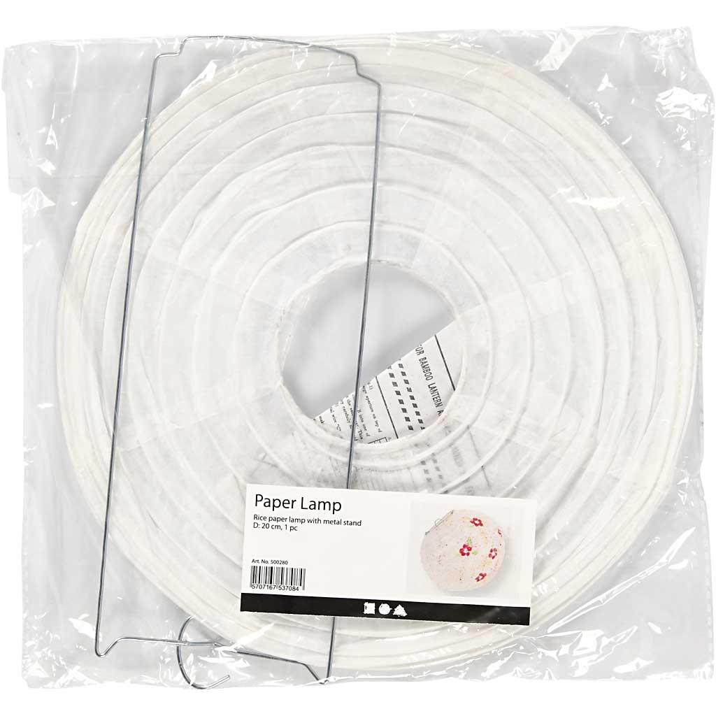 Creativ company lampe en papier de riz, ronde, d 20 cm, blanc, 1 pièce