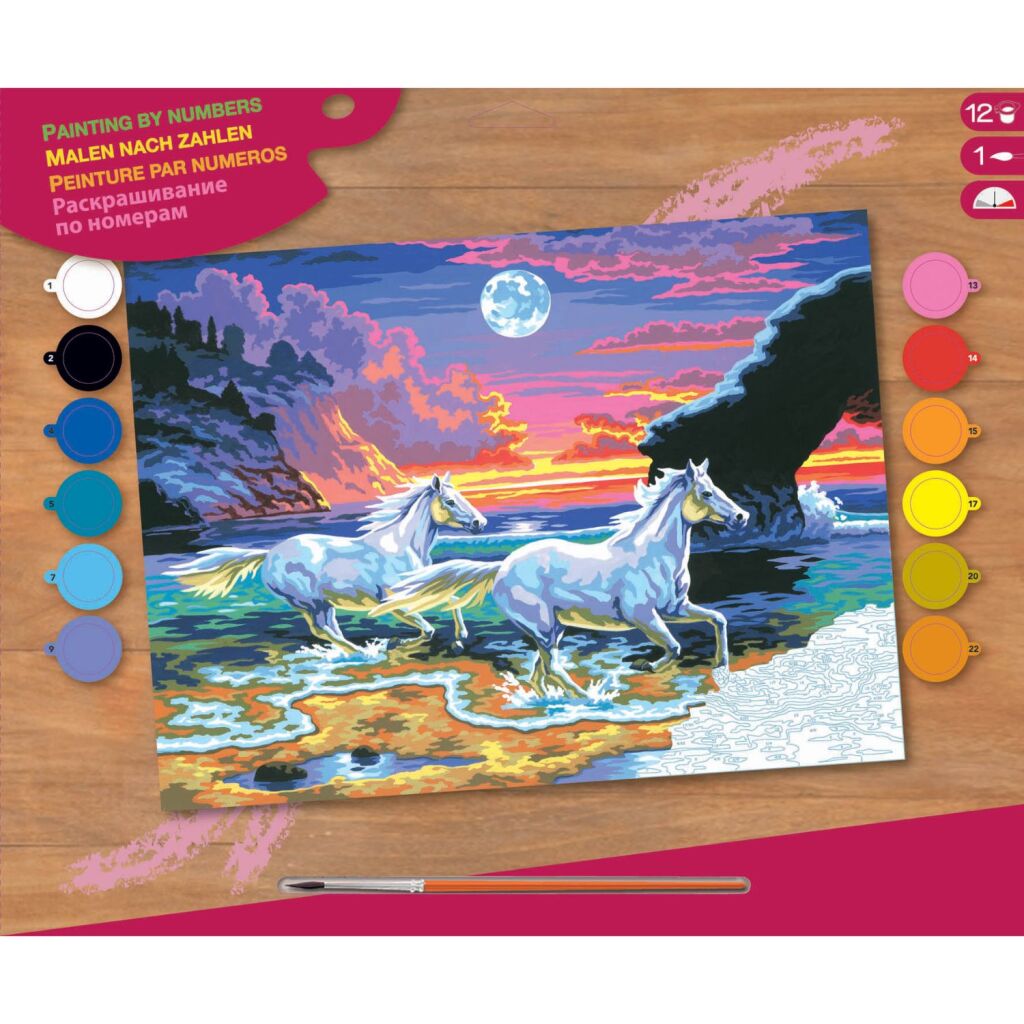 Peinture de base par numéros Chevaux sur la plage