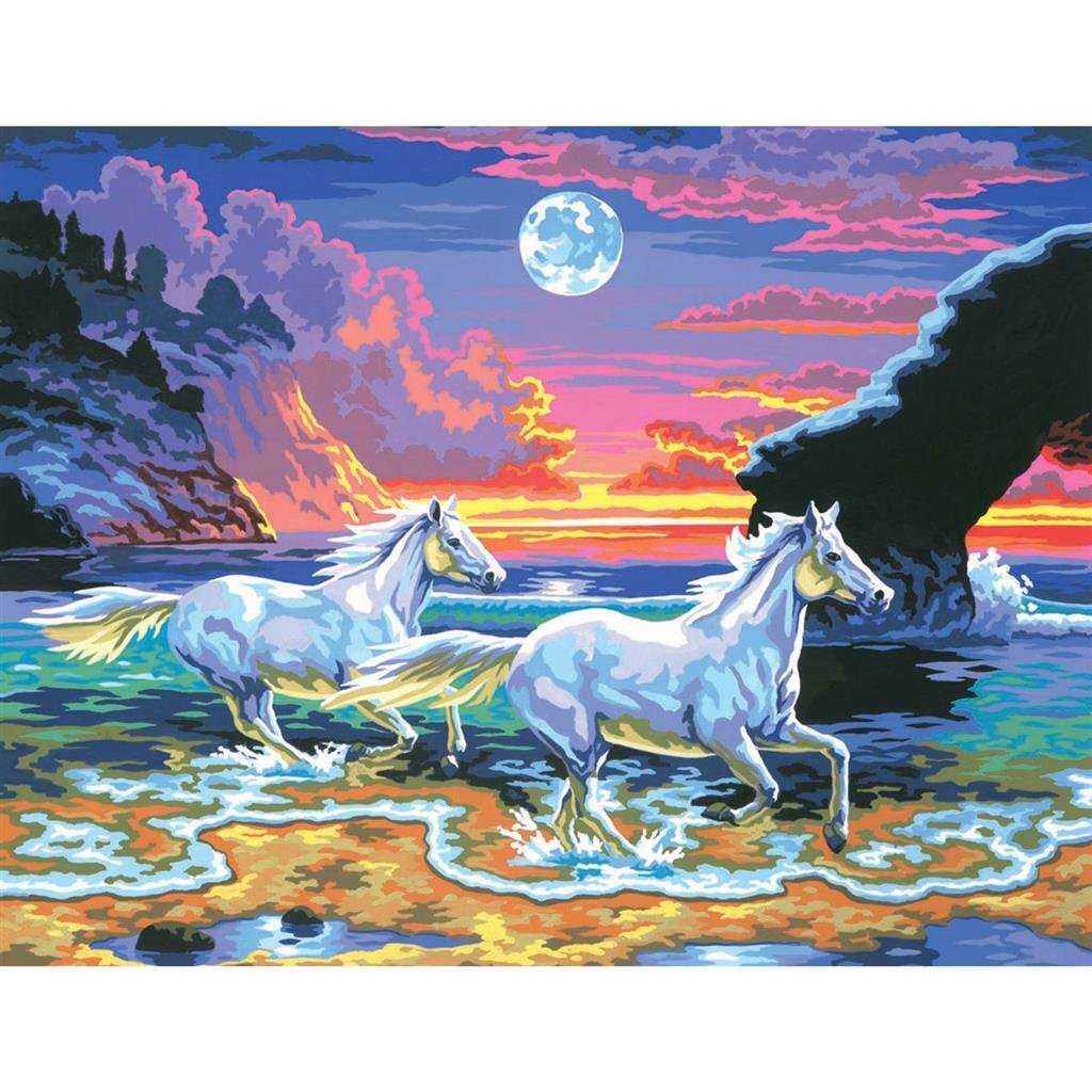 Peinture de base par numéros Chevaux sur la plage