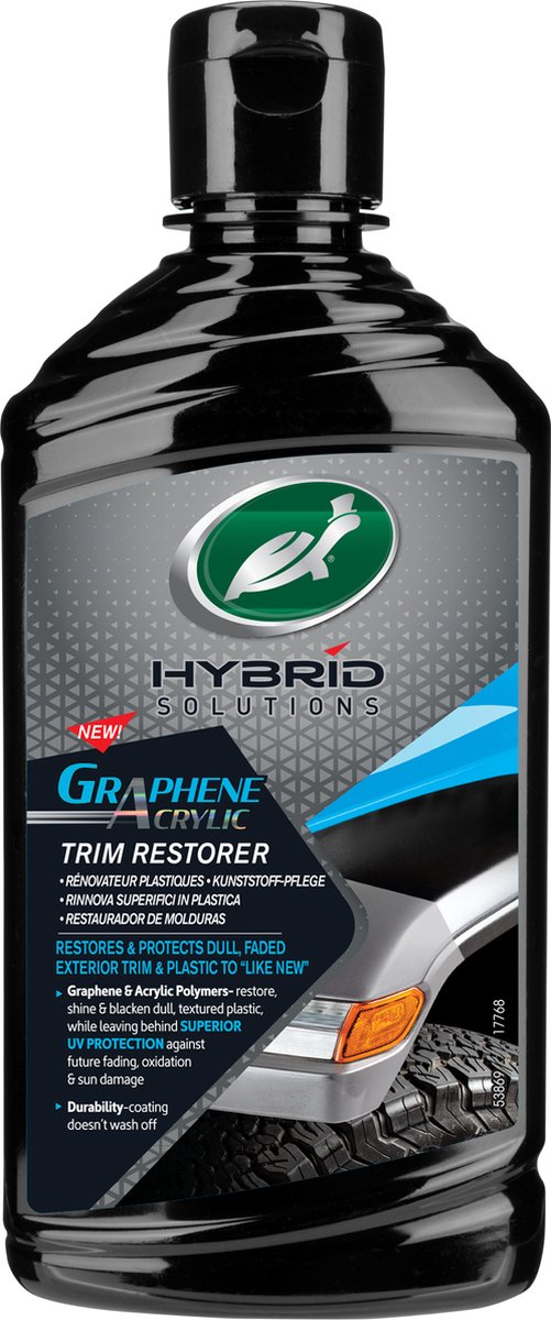 Turtle Wax HS restaurateur de garnitures - restaure, protège le plastique terne et décoloré - approfondit la couleur noire - protection UV supérieure - résistant aux influences météorologiques du lavage - 296 ml