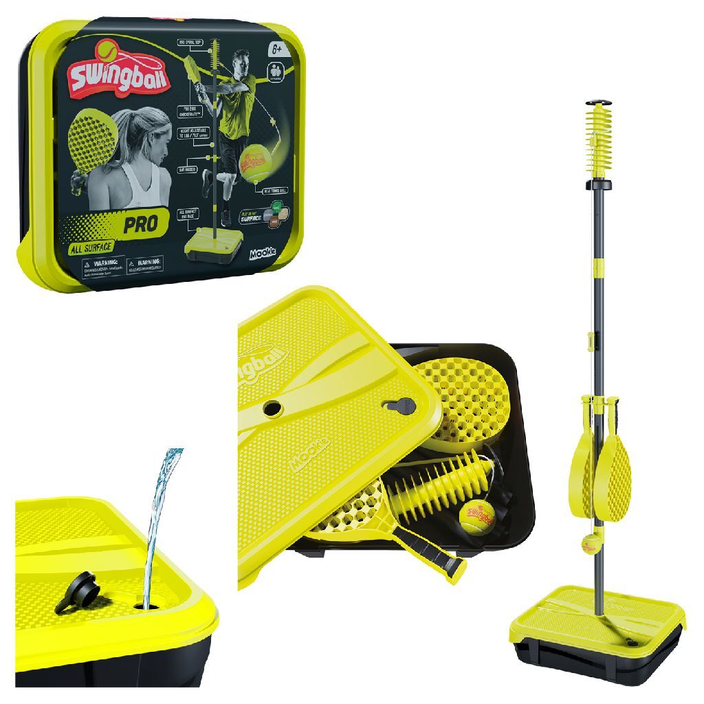 Poteau de tennis Swingball pro avec base toutes surfaces noir jaune