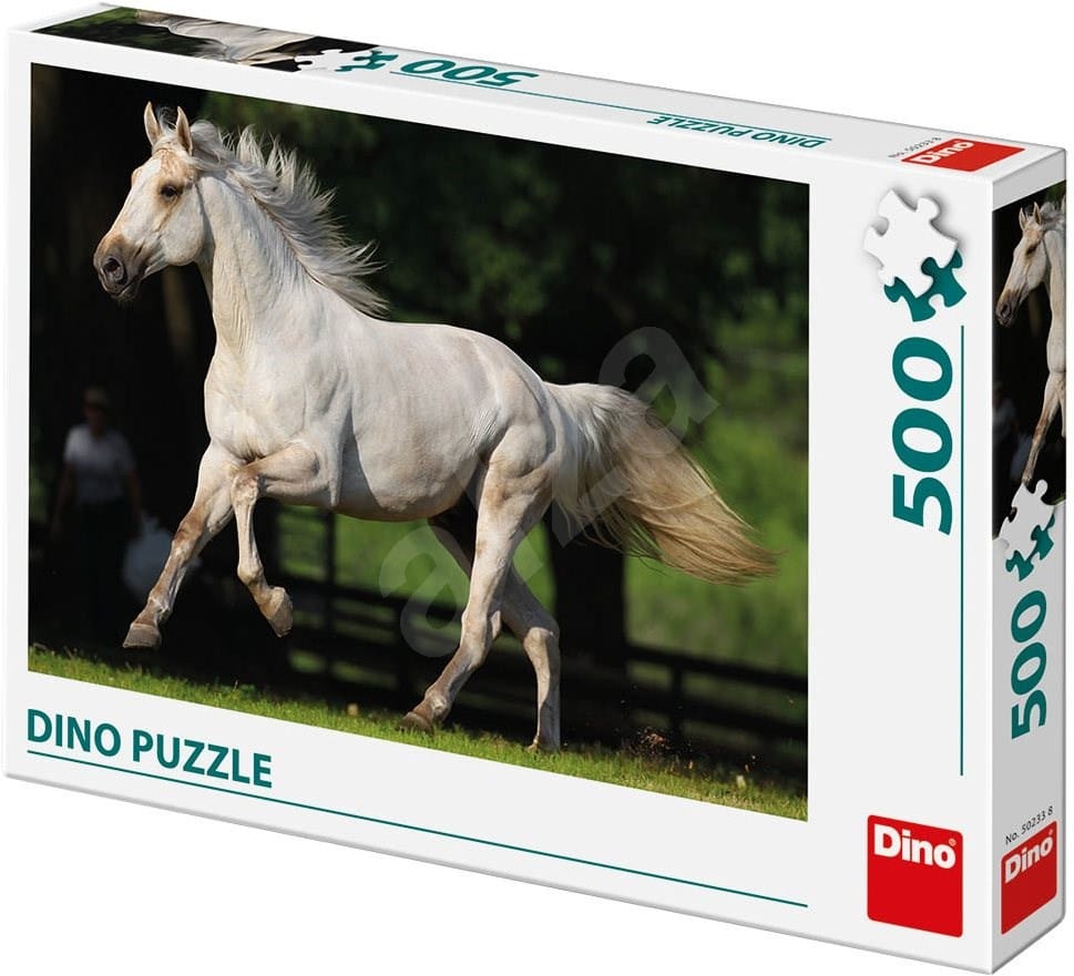 Puzzle Dinotoys - cheval blanc dans le pré - 500 pièces