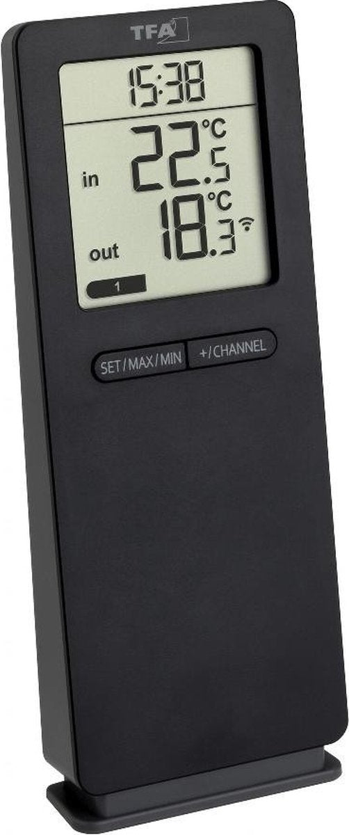 Tfa Dostmann Funk Thermomètre Logoneo 30.3071.01 Thermomètre sans fil numérique Noir