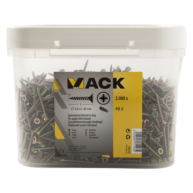 1006580 - box 2000st spaanplaatschroevenvk gvk pz 4,0x40mm | 8 stuks
