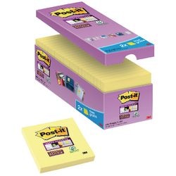 Notes autocollantes Post-it 16 x 90 feuilles 76 x 76 mm vierges jaune canari