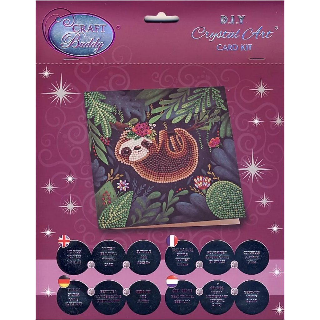 Craft Buddy Crystal Art Card Paresseux 18x18 cm