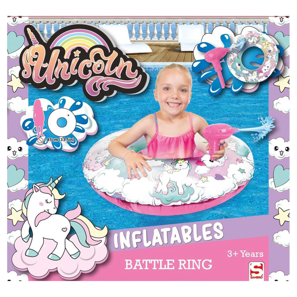 Sambro anneau de combat licorne bande de natation avec pistolet à eau 85 cm