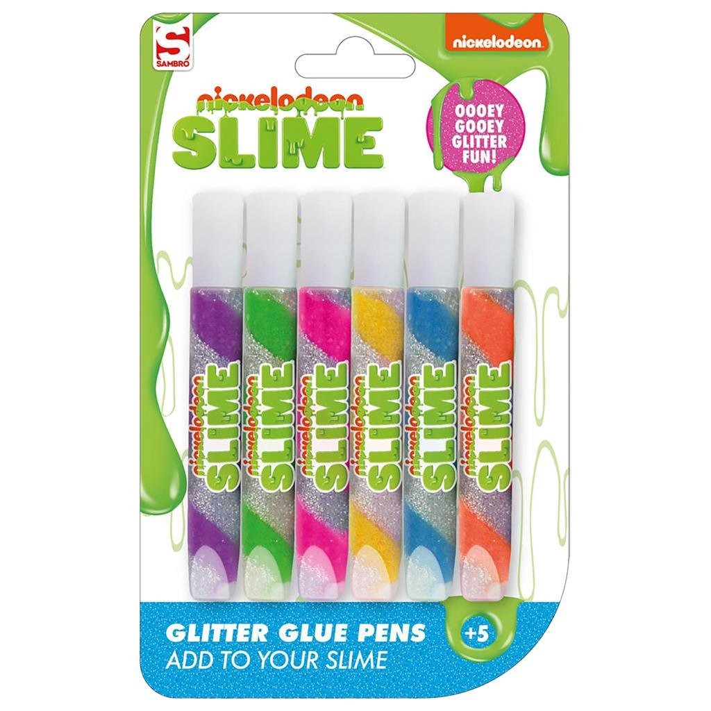 Sambro stylos à paillettes nickelodeon slime 6 pièces